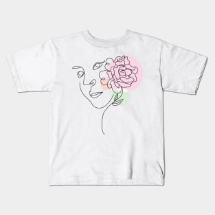 abstract lady, line art woman Kids T-Shirt